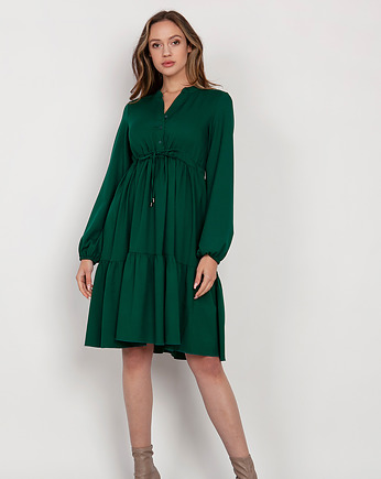 Rozkloszowana sukienka - SUK203 zielony, OKAZJE