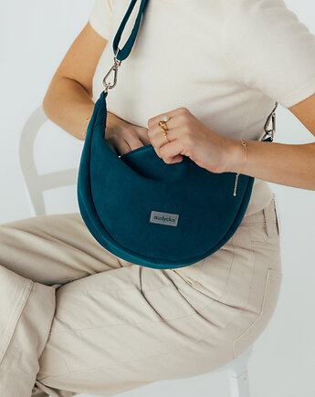 Mini ROGALIK z nubuku ekologicznego w kolorze TURKUSOWYM, Karolina Audycka