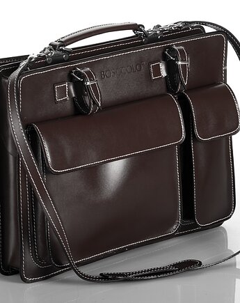 Skórzana Teczka - Aktówka - paski do przypięcia parasola   (7075), BOSCCOLO