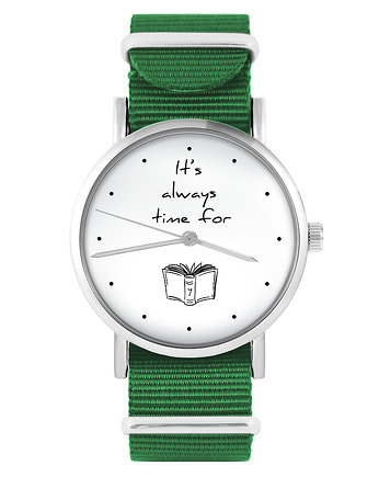Zegarek - Time for a book - zielony, nylonowy, OSOBY - Prezent dla kolegi