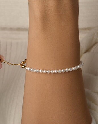 Bransoletka  z białych pereł 4mm oraz srebra 925 pozłacanego, Coccola JEWELLERY