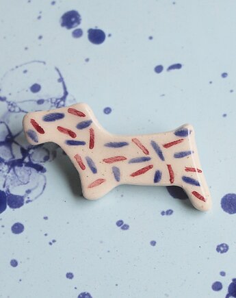 Broszka ceramiczna pies malowany, m2k studio