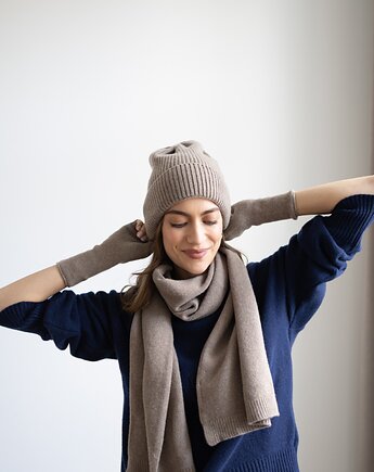 Czapka Merino & cashmere taupe, Lucky HandMade
