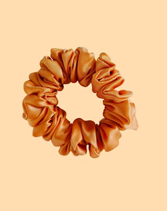 Gumka jedwabna, scrunchie, frotka słodka morelka MIDI, Capillum