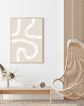 PLAKAT abstrakcyjny mid century boho neutralny, black dot studio