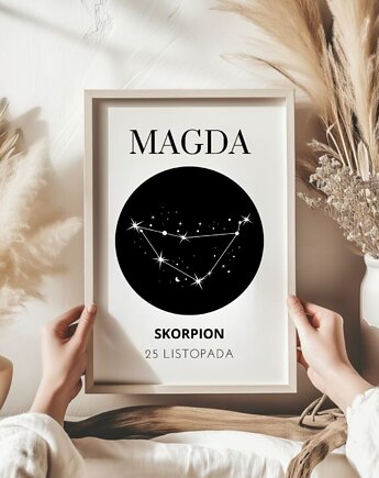 PLAKAT Twój znak zodiaku gwiazdozbiór astrologia, black dot studio