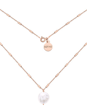 Naszyjnik z różowego złota z naturalną perłą, OKAZJE - Prezent na Wieczór panieński