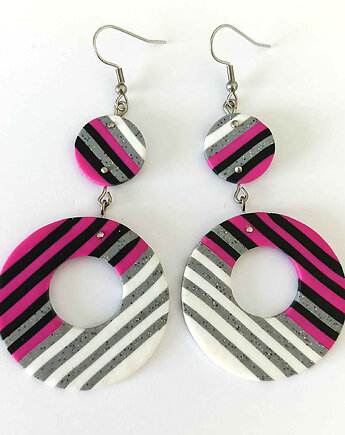 Duże Geometryczne Kolczyki w Paski, OMIFIMO