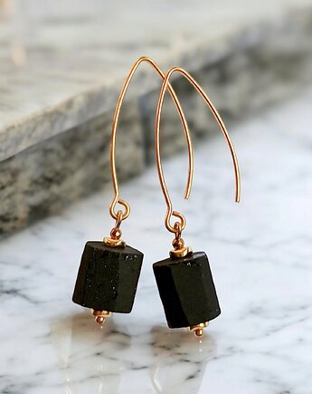 Turmalin surowy : kolczyki długie : glam, kaktusia