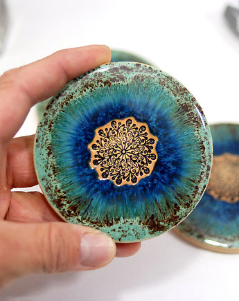 Komplet ceramicznych podkładek pod kubek - laguna, 10FingersArt
