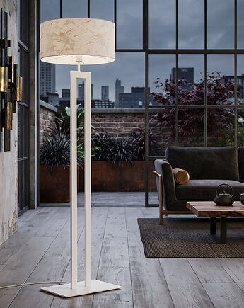 Elegancka lampa stojąca do salonu z abażurem KALIFORNIA MARMUR, LYSNE