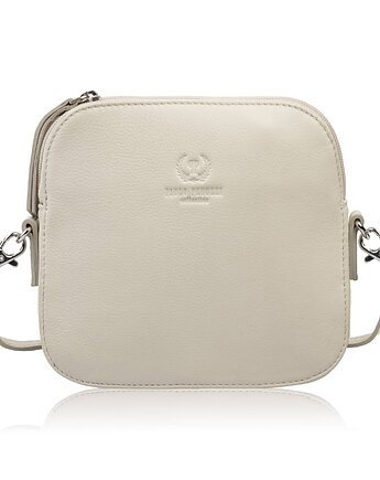 Mała torebka damska skórzana kopertówka na ramię do ręki beżowa AY-24-BG, Paolo Peruzzi