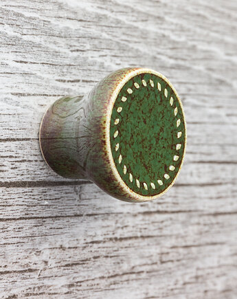 Ceramiczna gałka do mebli zielono-brązowa, wz.12, pracowniazona