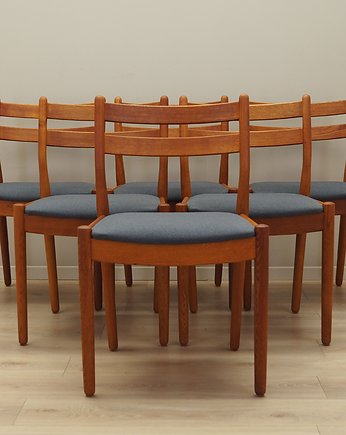 Komplet sześciu krzeseł tekowych, lata 70, projektant: Poul M. Volther, Przetwory design