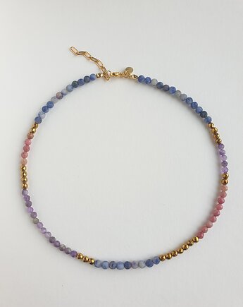 Naszyjnik choker NEO ametyst, jaspis niebieski, rodonit,hematyt, modesign