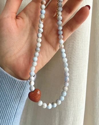 Naszyjnik z błękitnego jadeitu z serduszkiem, Messme