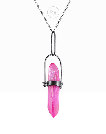 SREBRO naszyjnik z kryształem Pink Aura Q23121, RA