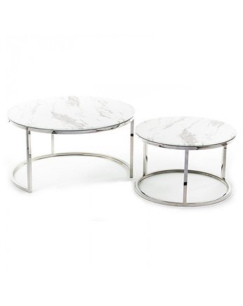 Stolik Kawowy 2 szt. Srebrna Podstawa Modica White, MIA home