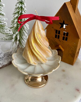 Świeca ekologiczna sojowa dekoracyjna "Golden Christmas Tree" 103x68mm, Coccola JEWELLERY