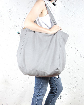 Big Lazy bag torba jasnoszara na zamek / vegan, hairoo