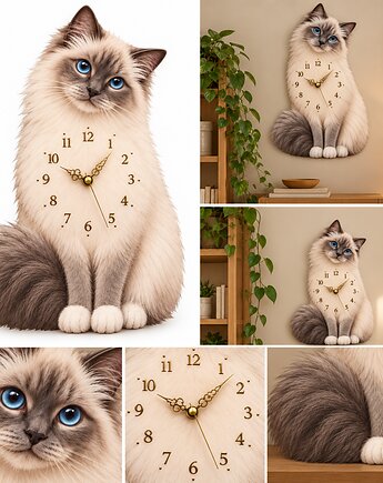 Ragdoll zegar z kotem rasowym, Cotton Carpet