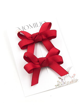 Spinki do włosów kokardki Luna ruby red, Momilio