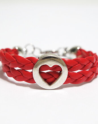 Bransoletka - Serce - rzemienie, pleciona, yenoo