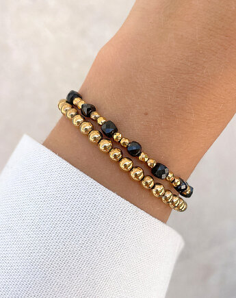 Bransoletki na gumce - czarny turmalin z hematytem, Bring Biżuteria