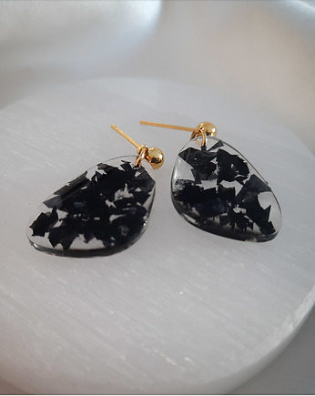 Kolczyki z czarnymi drobinkami, Figa handmade accessories