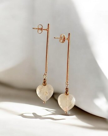 Kolczyki serduszka CYTRYN : długie : wyjątkowy prezent, kaktusia