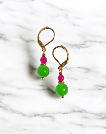 SUMMER COLLECTION : drobne kolczyki : kolorowy jadeit III, kaktusia