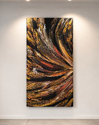 Złoto miedziany obraz płaskorzeźba 80x160cm 24h wysyłka, art and texture