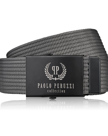 Pasek męski 115 cm parciany grafitowy PW-28-115 pasek do spodni Paolo Peruzzi, Paolo Peruzzi