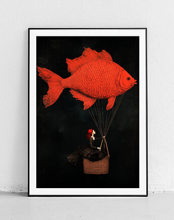 Plakat Czerwona ryba w chmurach, Harvest Maison