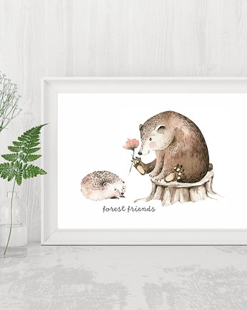 Plakat. Leśne przygody, jeż i miś, Love Life and Forest
