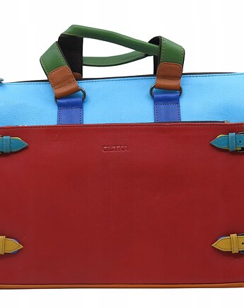 Skórzana aktówka damska pojemna miejsce na laptop, kieszenie eko OLIVKA, Olivka Warsaw