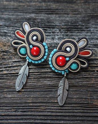 Navajo- etniczne kolczyki soutache, Mró Soutache