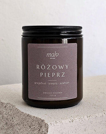 Świeca sojowa zapachowa Różowy Pieprz 220 g, Malvhome