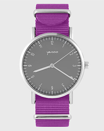 Zegarek - Simple elegance, szary - amarant, nato, yenoo