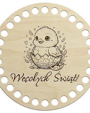 Baza DNO Koszyka Wielkanocnego Okrągła 15cm Drewniana Makrama Szydełkowanie, smxdsgn