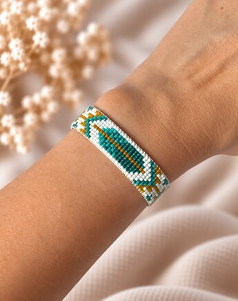 Bransoletka FEATHER - boho - koraliki Miyuki, Greenmoon Handmade