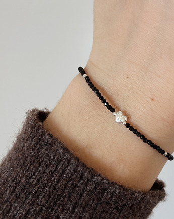 Bransoletka  Onyks z sercem Srebro, Chmolowska Jewellery