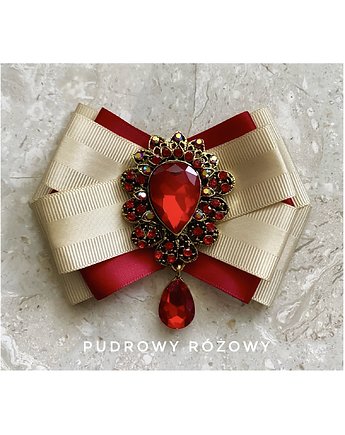 Brosza z Ogromnym czerwonym Kryształem New, Pudrowy Różowy