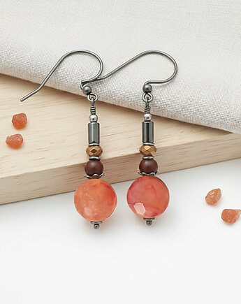 Srebrne kolczyki z agatem, Yamira Art Studio