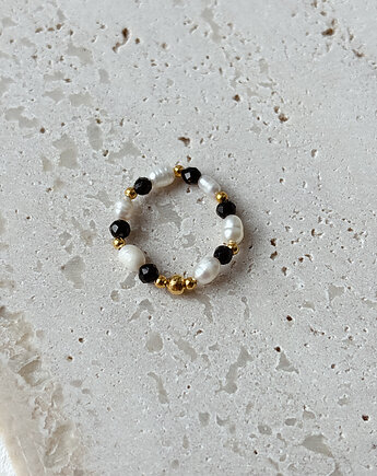 Pierścionek elastyczny Onyks, Chmolowska Jewellery