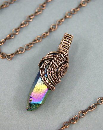 Wisiorek z kwarcem tytanowym, Blue Pearl Art