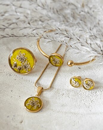 Komplet biżuterii z kwiatami dzikiej marchwi, Slow Jewelry
