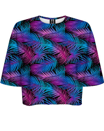 DR.CROW T-shirt Krótki CROP Palmy Fiolet, DrCrow