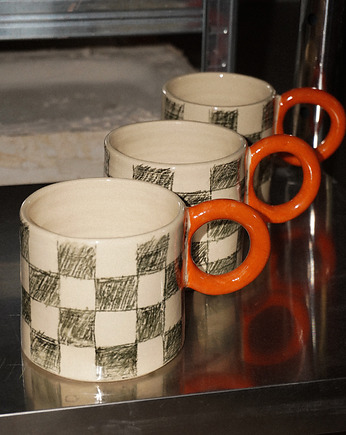 Kubek ceramiczny w kratkę XL, Lvvia ceramics