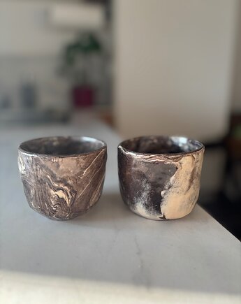 Zestaw 2 Ceramicznych Czarek Marble Effect 200 ml, Maison Fragile